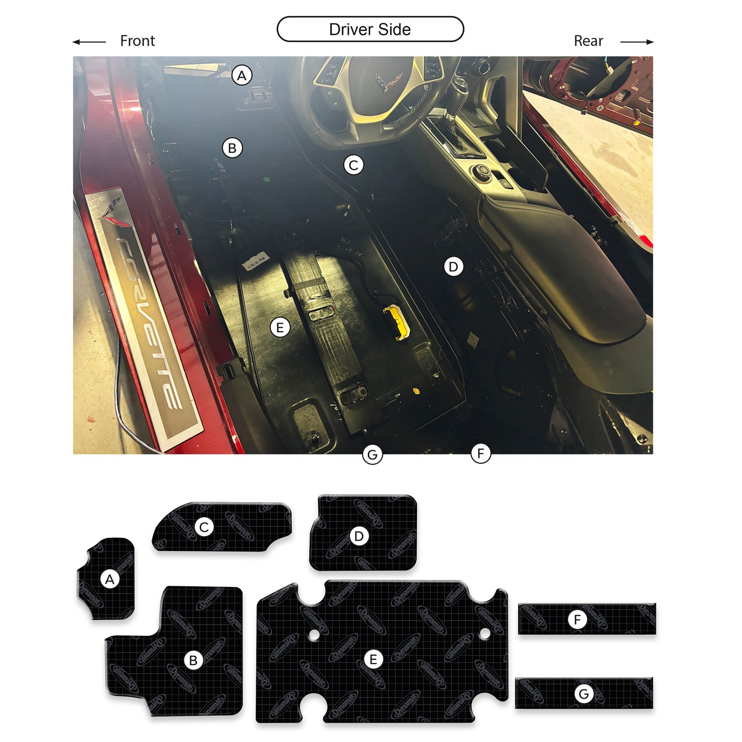 2014-2019 GM C7 Corvette Floor Custom Cut Sound Deadening Kit