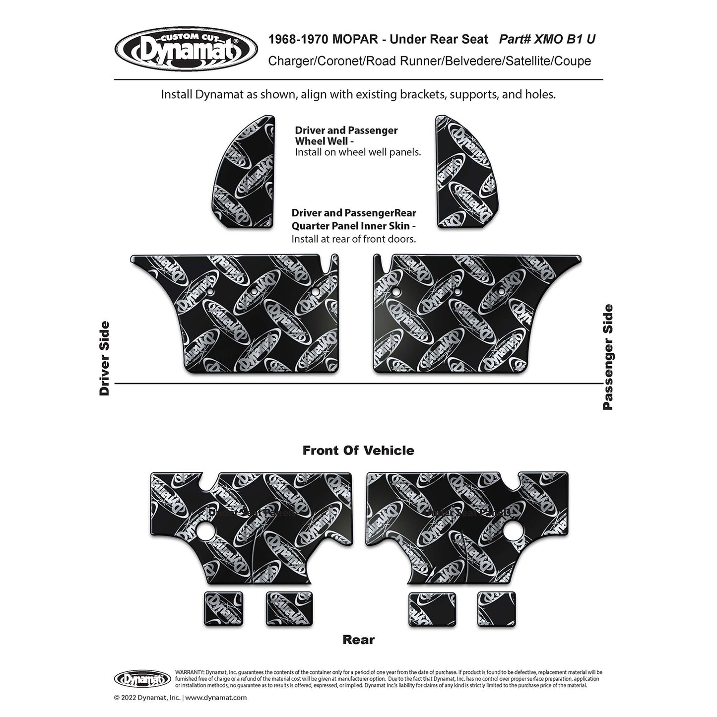 1968-1970 Dodge Charger / Mopar B-Body Convertible Under Rear Seat Kit - XMO B1 U2