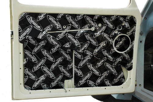 Dynamat shown on a beetle door panel